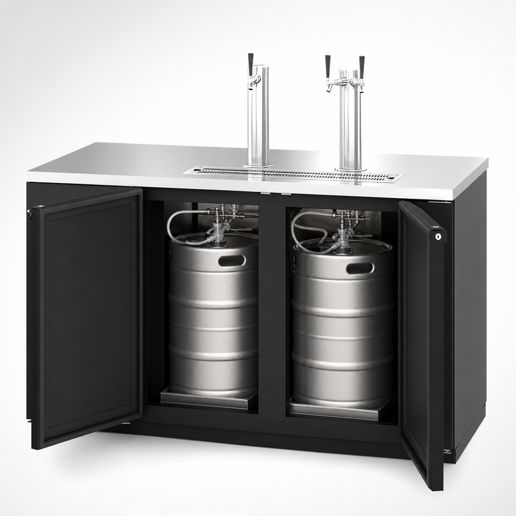 Product image #3 for Hoshizaki Two-Section Direct Draw Draft Beer Cooler with Side-Mount Self-Contained Refrigeration, 59-1/2 Inch, 2 Towers