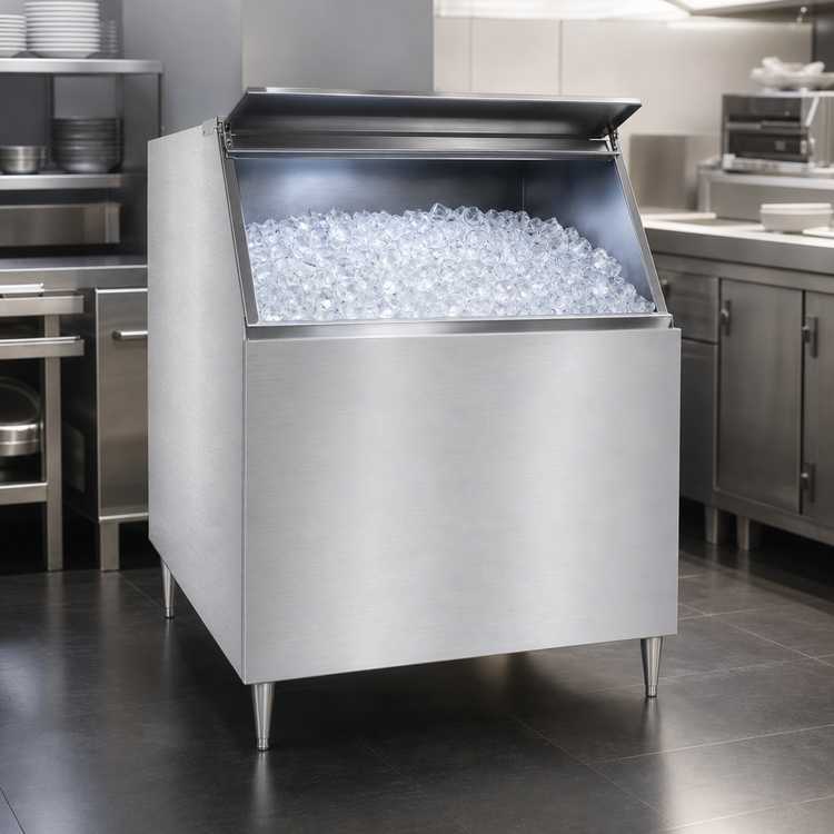Product image #3 for Maxx Ice MIB400 400 lb Ice Storage Bin for Top-Mounted Ice Makers, Stainless Steel