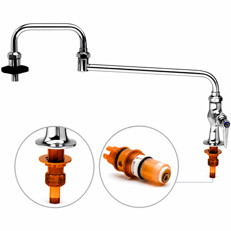 Product image #3 for T&S Brass Single-Hole Deck Mount Pot Filler Faucet with 18-Inch Double-Joint Swing Nozzle