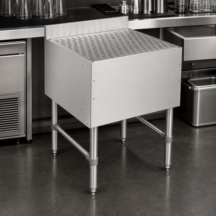Product image #3 for John Boos Slim-Line Freestanding Underbar Drainboard with 3-Inch Backsplash, 18 x 18 Inches