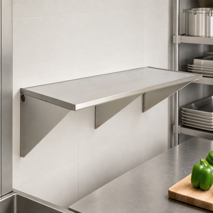 Product image #3 for Eagle Group Wall-Mount Stainless Steel Work Table with Box Marine Edge, 60 x 30 Inches, 14-Gauge Top