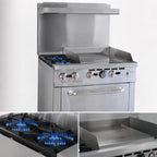 Thumbnail image #3 for Serv-Ware SGR-2B-24G 36-Inch Commercial Gas Range with 2 Open Burners, 24-Inch Griddle, and Standard Oven