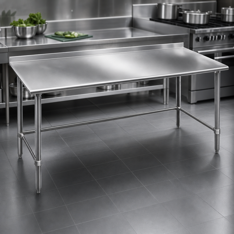 Product image #3 for Eagle Budget Series 84" x 36" 430 Stainless Steel Work Table with 1-1/2" Rear Up-Turn