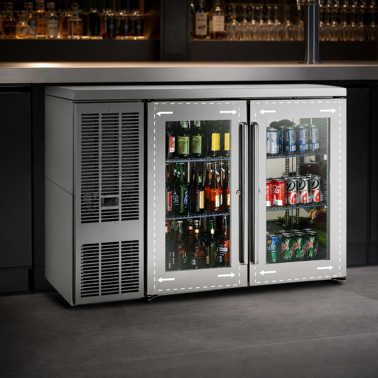 Product image #4 for Perlick BBSN52 52-Inch Narrow Door 2-Section Self-Contained Back Bar Refrigerator