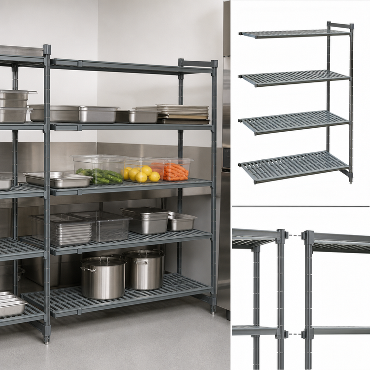 Product image #3 for Cambro Camshelving Basics Plus 4-Tier Vented Add-On Shelving Unit, 21-Inch Deep x 54-Inch Long x 64-Inch High, Brushed Graphite