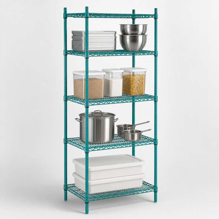 Product image #3 for Advance Tabco Special Value Series 4-Shelf Stationary Wire Shelving Unit, 54 x 18 x 74 Inches, Green Epoxy