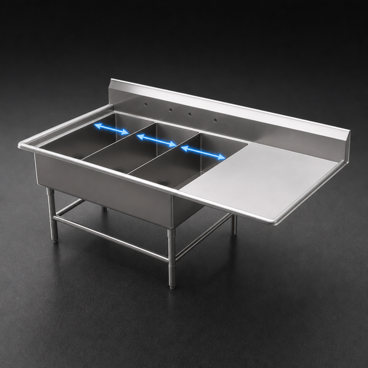Product image #3 for John Boos Pro-Bowl 3-Compartment Platter Sink with Right Drainboard