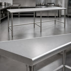 Thumbnail image #3 for Eagle Group Budget Series T24108STB 108-Inch x 24-Inch Flat Top 430 Stainless Steel Work Table with Open Tubular Base