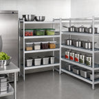 Thumbnail image #3 for Fermod Fermostock 4R52B66-CE 4-Tier Corner Expansion Polymer Shelving Unit, 52"W x 18"D x 66"H, Gray, Perforated
