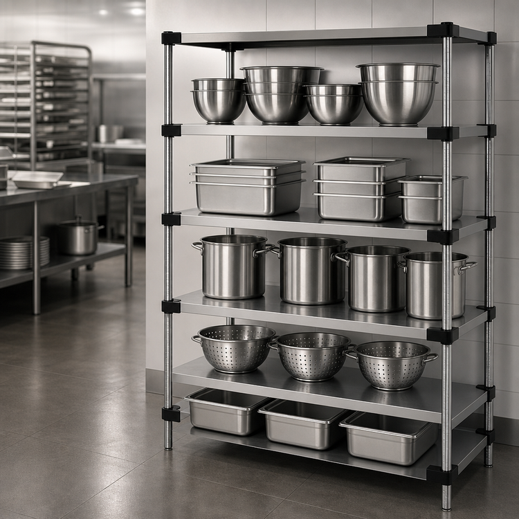 Product image #3 for Quantum 5-Shelf Solid Stainless Steel Shelving Starter Kit, 72"W x 24"D x 54"H