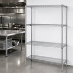 Thumbnail image #3 for Quantum WR86-2442S Stationary Stainless Steel Wire Shelving Starter Unit, 42"W x 24"D x 86"H, 4 Shelves, 4 Posts