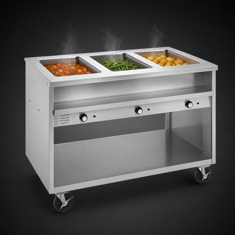Product image #3 for Randell 48-Inch Electric Hot Food Table with 3 Sealed Wells and Open Shelf Base