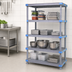 Thumbnail image #3 for Quantum Millenia Polymer Shelving Unit with 4 Solid Shelves, 54W x 21D x 62H