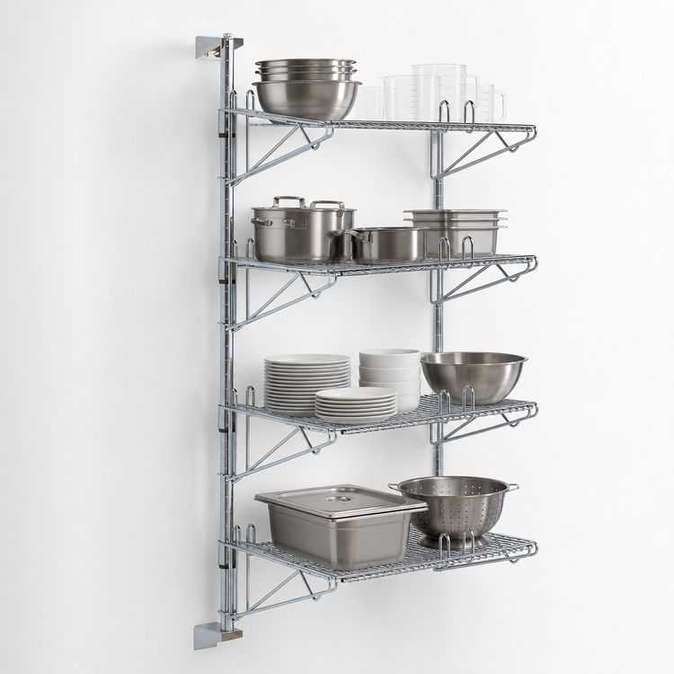 Product image #3 for Metro Super Erecta 4-Tier 24-Inch Chrome Plated Post-Type Mid Unit Wall Mount