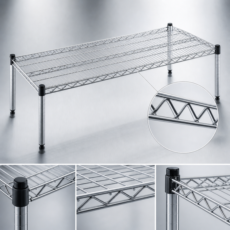 Product image #3 for Eagle Group 24-Inch x 24-Inch Platform Wire Dunnage Rack with 14-Inch Posts, 600 lb Capacity, Chrome Finish