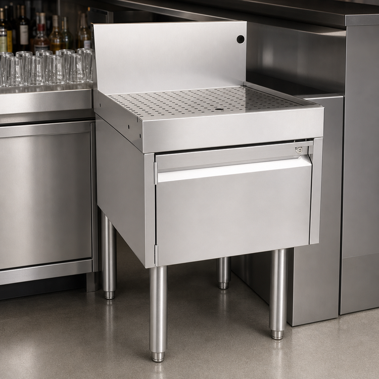 Product image #3 for Glastender Underbar Drainboard Half Cabinet with Locking Door, 18 Inch W x 19 Inch D