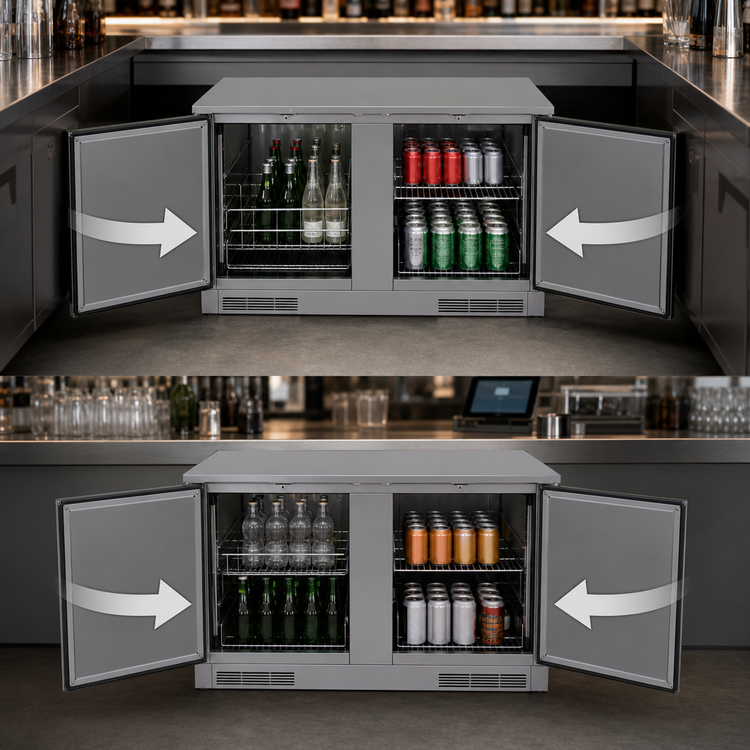 Product image #3 for Glastender CP1RB48 Single-Zone Pass-Thru Back Bar Cooler, 48 Inch, Two-Section, Remote Refrigeration, 4 Solid Swing Doors