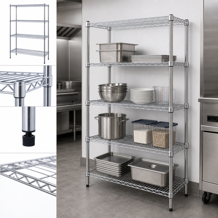 Product image #3 for Eagle Group 4-Tier Starter Wire Shelving Unit, 42 x 24 x 74 Inches, Stainless Steel Finish