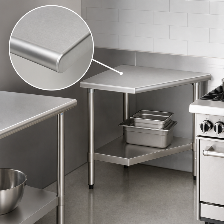 Product image #3 for Eagle Budget Series 30" x 30" 430 Stainless Steel Corner Work Table with Adjustable Undershelf