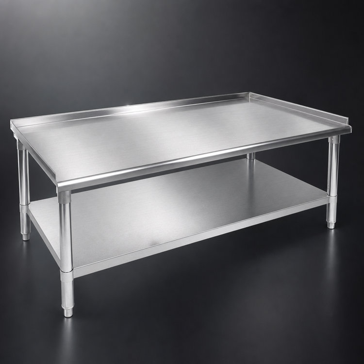 Product image #3 for John Boos 72" x 30" x 24" Stainless Steel Equipment Stand with Adjustable Undershelf and Up-Turned Back and Sides