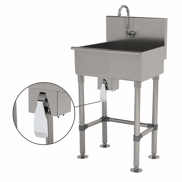 Product image #3 for One-Station Floor-Mounted Service Sink with Toe-Push Valve and Gooseneck Spout