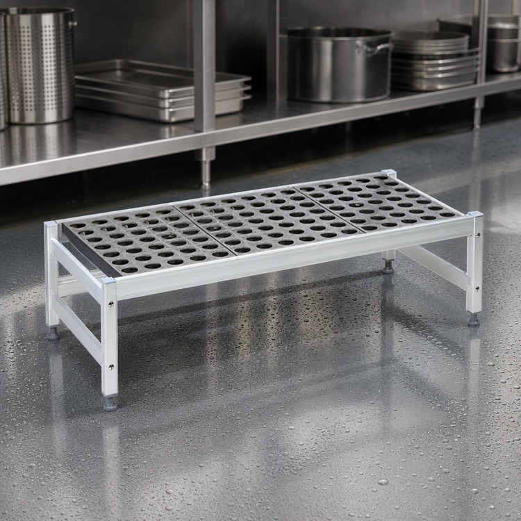 Product image #3 for Fermostock Aluminum Dunnage Rack with Adjustable Composite Feet, 31 x 14 x 12 Inches, 800 lb. Capacity