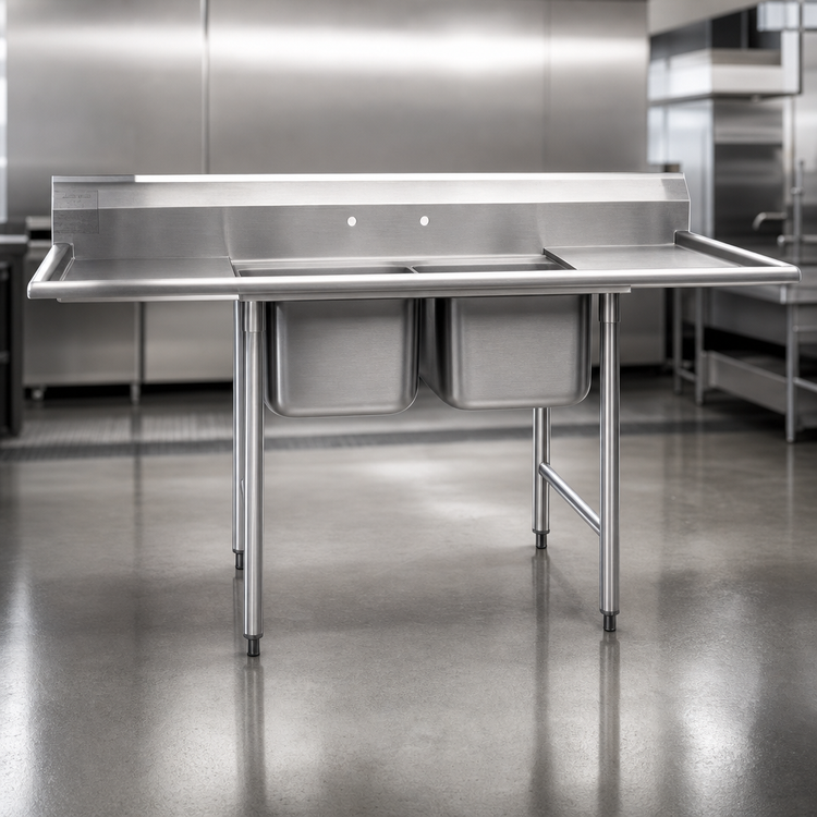 Product image #3 for Eagle Group 314 Series Two-Compartment Stainless Steel Sink with 18-Inch Right Drainboard