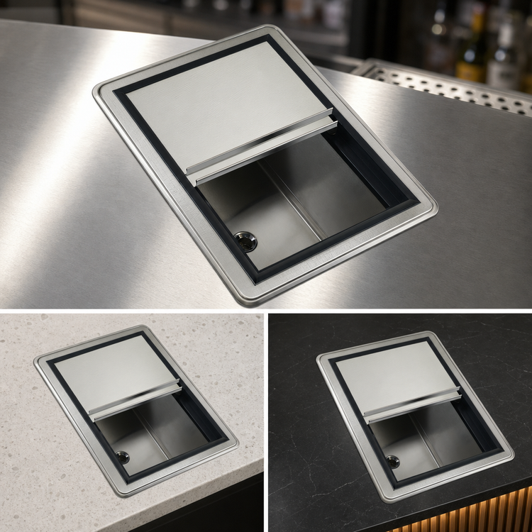 Product image #3 for Krowne Medium Drop-In Ice Bin with Sliding Cover, 50 lb Capacity, Stainless Steel, Without Cold Plate