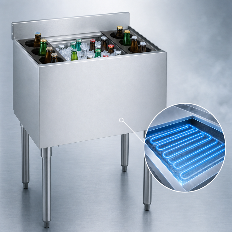 Product image #3 for Krowne Silver Series 24 Inch Insulated Bar Ice Bin with 7-Circuit Cold Plate and Full Sliding Cover