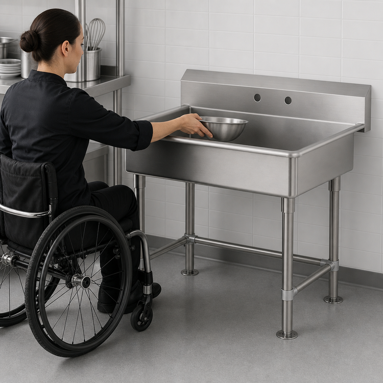 Product image #3 for Advance Tabco ADA Compliant Freestanding 40 Inch Wide Service Sink with Splash Mount Faucet Provision and Stainless Steel Legs