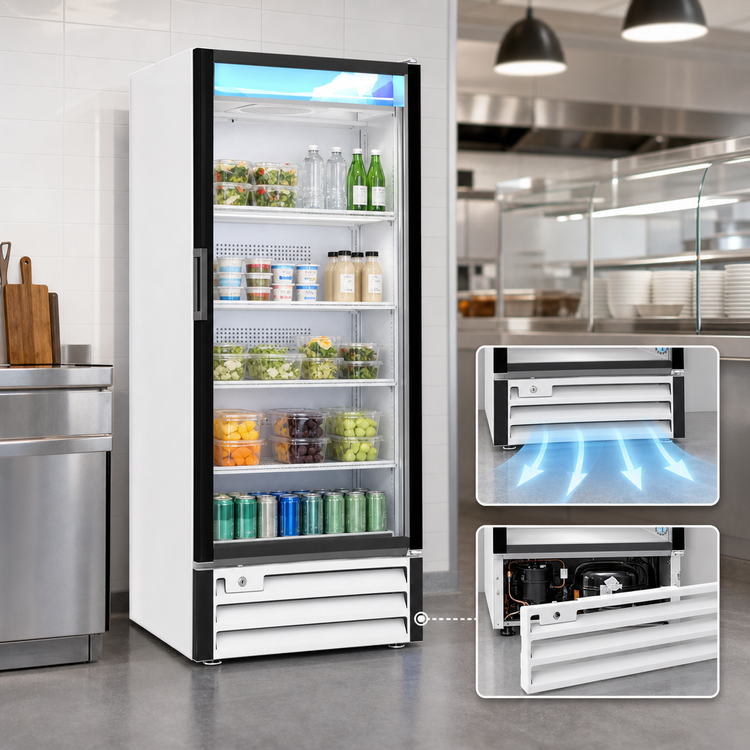 Product image #3 for Hoshizaki RM-10-HC-WHT 1-Section Reach-In Glass Door Merchandiser Refrigerator, 8.75 Cu. Ft., Bottom-Mount, White