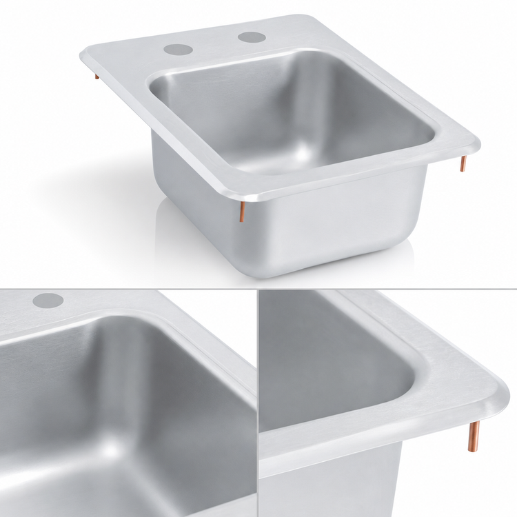Product image #3 for Vollrath 1734-C Underbar Drop-In Self-Rimming Stainless Steel Sink with Strainer, 10" x 11" Bowl