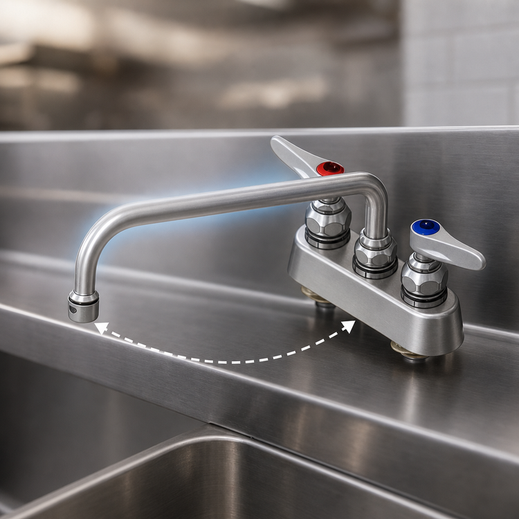 Product image #3 for T&S Brass B-1103 Deck-Mount Workboard Faucet with 12-Inch Swing Nozzle, 3-1/2-Inch Centers, Low Lead, ADA Compliant