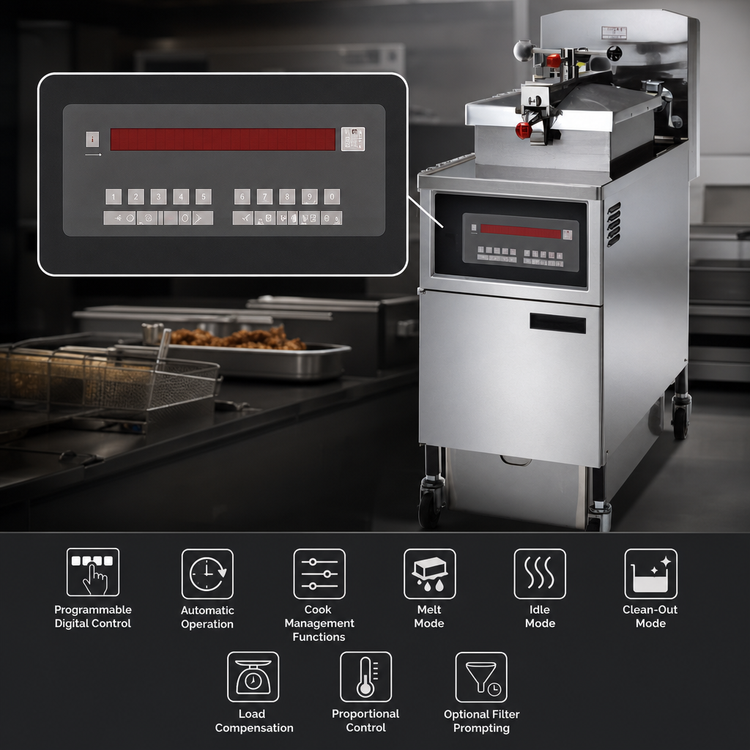 Product image #3 for Henny Penny PFE500.07 Electric 4-Head Pressure Fryer, 48 lb Oil Capacity, Computron 8000 Control