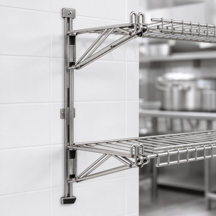 Product image #3 for Eagle Group 21-Inch Stainless Steel End Single Shelf Bracket for Adjustable Post Wire Wall Mounts