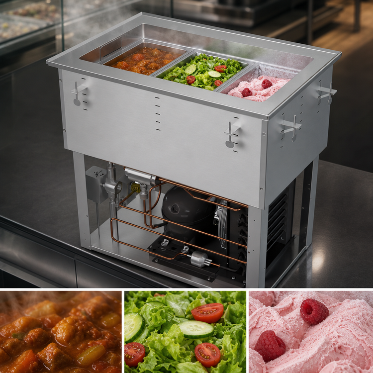 Product image #4 for Vollrath Hot/Cold/Frozen 1-Well Modular Drop-In Food Well with Auto Drain and Flat Flange, 120V