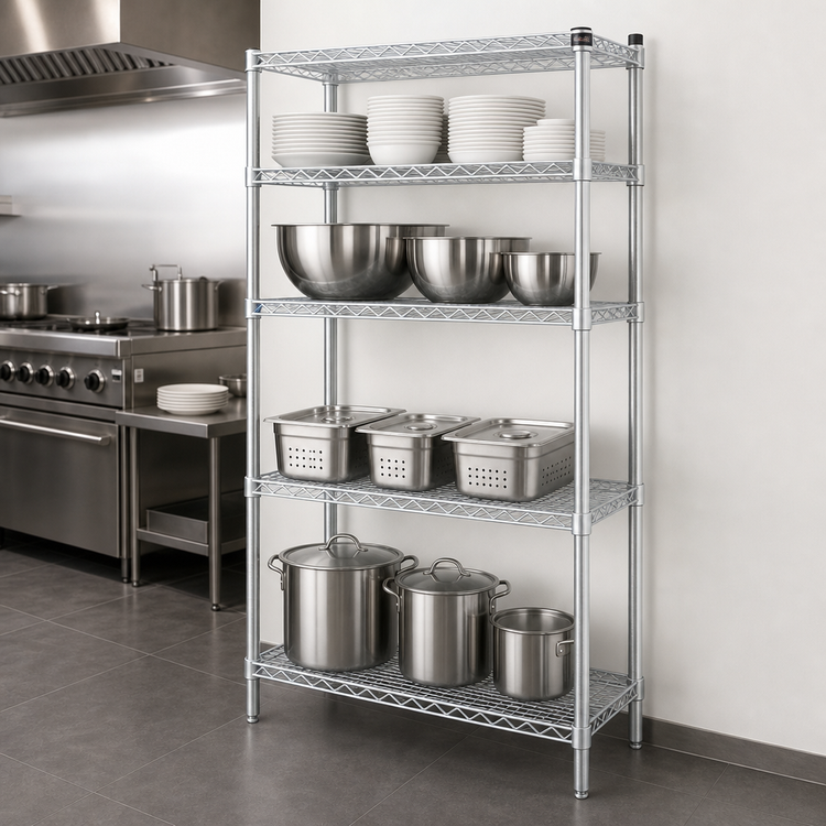 Product image #3 for EAGLEbrite 4-Tier Add-On Wire Shelving Unit, 24 x 24 x 63 Inches, Zinc Finish