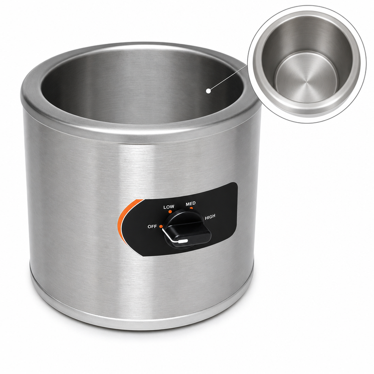 Product image #3 for Nemco 7 Quart Countertop Round Cooker/Warmer, 220V, Stainless Steel