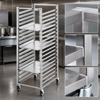 Thumbnail image #3 for Channel Manufacturing 403S Stainless Steel End-Load Bun Pan Rack, 12-Pan Capacity, 5-Inch Spacing, Swivel Casters