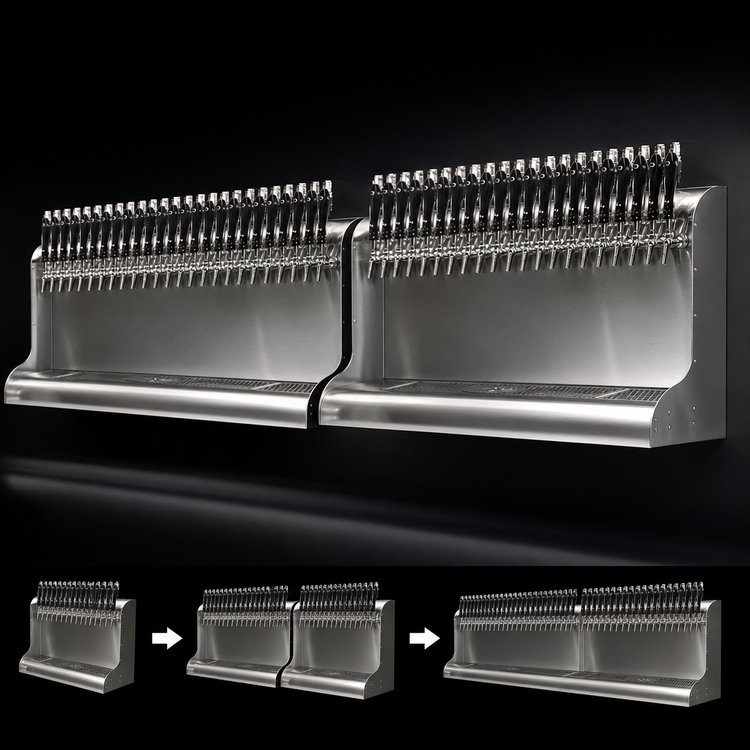 Product image #3 for Perlick 4076DN6 6-Faucet Bottom-Exit Modular Wall-Mount Glycol-Cooled Draft Beer Dispensing Tower