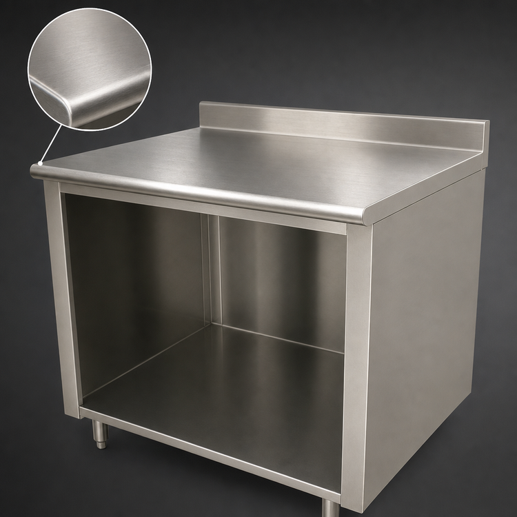 Product image #3 for Advance Tabco 60" x 24" Stainless Steel Work Table with Open Front Cabinet Base and 5" Backsplash