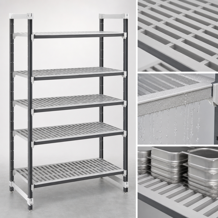 Product image #3 for Cambro Camshelving Elements XTRA 5-Tier Vented Stationary Starter Shelving Unit, 24 x 24 x 64 Inches, Speckled Gray