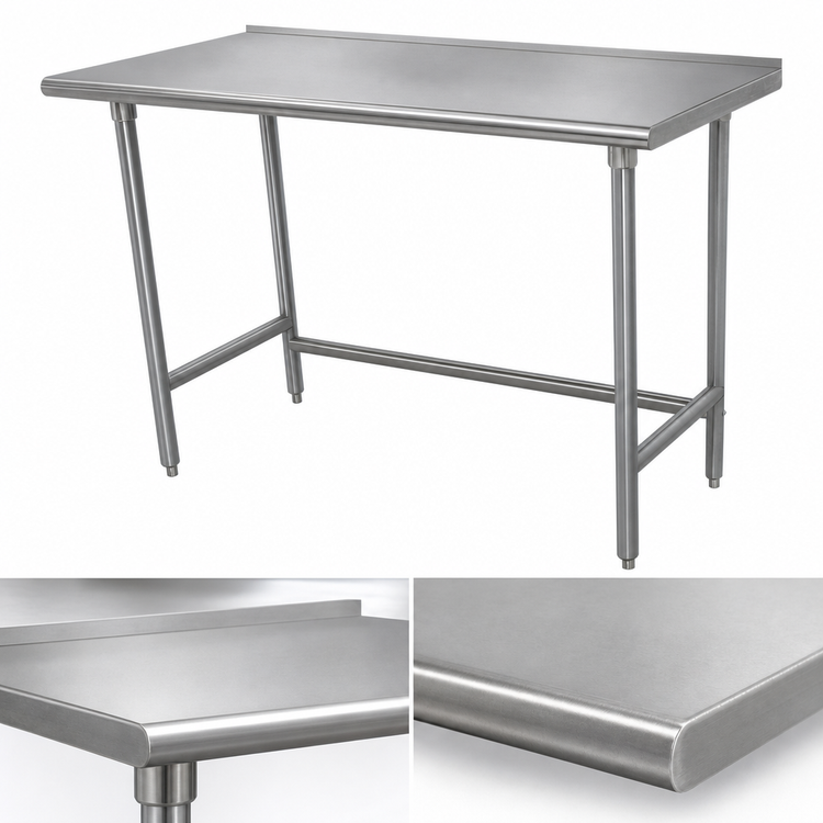 Product image #3 for Advance Tabco 108-Inch x 36-Inch 16-Gauge 304 Stainless Steel Work Table with Rear Up-Turn