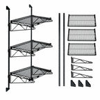 Thumbnail image #3 for Quantum WC54-CB2142BK Wall-Mounted Cantilever Shelving Starter Unit with 3 Wire Shelves, Black Epoxy Antimicrobial Finish