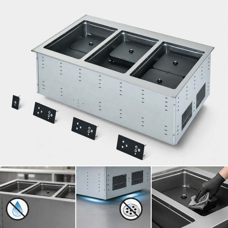 Product image #3 for Vollrath 3-Well Modular Induction Dry Well Hot Food Drop-In, 120V, 41-1/2 Inch Wide