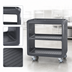 Thumbnail image #4 for Cambro Service Cart Pro Small Open-Side Bus Cart, 3 Shelves, 4 Swivel Casters, Charcoal Gray