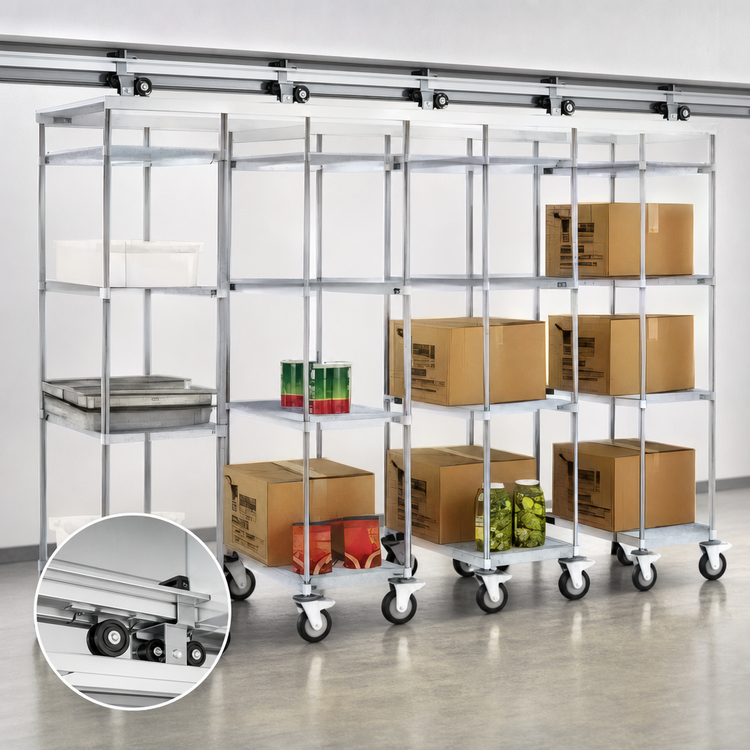 Product image #3 for Eagle Master Trak Overhead Track High-Density Storage Mobile Unit Kit for 21-Inch Deep Shelves