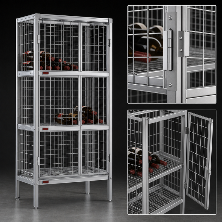 Product image #3 for Eagle Group 48-Inch Chrome 3-Tier Bulk Wine Storage Unit with Hinged Security Doors