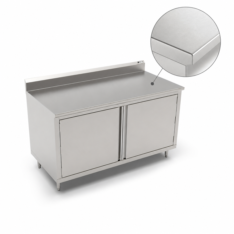 Product image #3 for John Boos 60-Inch x 24-Inch Enclosed Work Table with Cabinet Base, Hinged Doors, 16-Gauge Stainless Steel Top, 5-Inch Backsplash