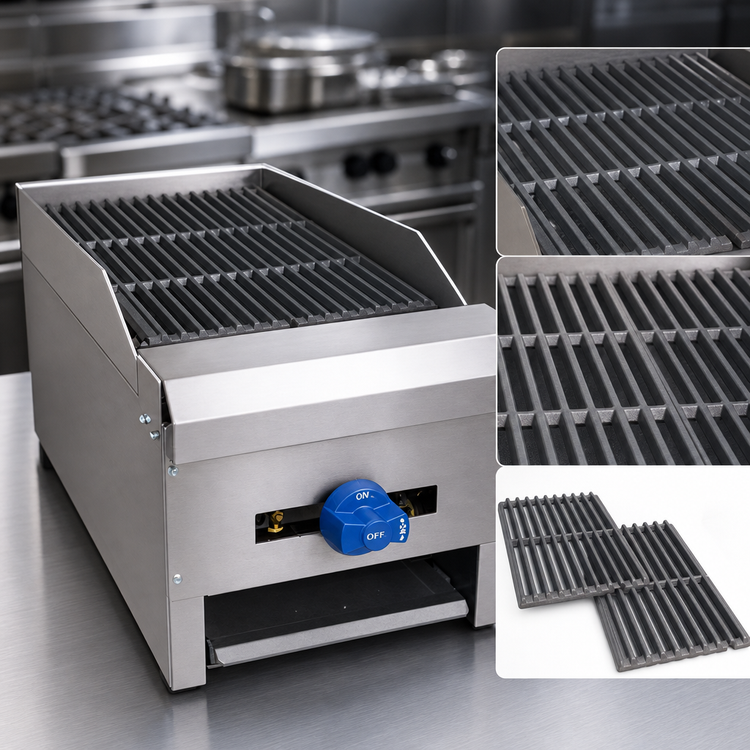 Product image #3 for Comstock-Castle ELB12 12-Inch Countertop Gas Char-Broiler, 30,000 BTU, Lava Rock